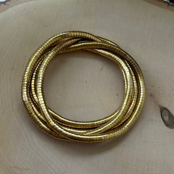 Vintage Gold Tone 4mm Thick Round Flexible Omega Chain Bracelet / Necklace - Picture 4 of 6